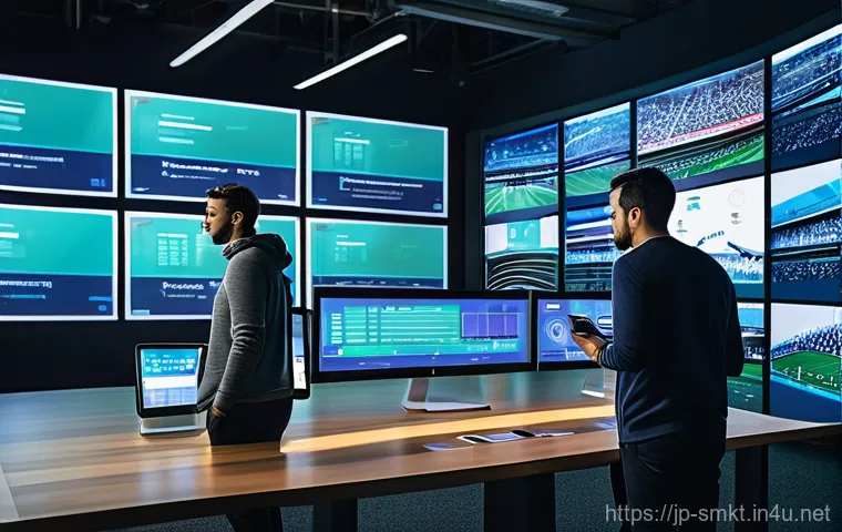 스포츠마케팅 전문가로 성장하기 위한 실천 팁 - **Prompt 1: Data-Driven Fan Experience**
    Visualize a modern sports marketing control center, bri...