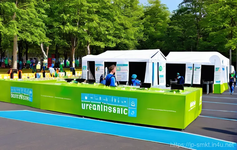 스포츠마케팅에서의 지속 가능한 전략 설계 - Eco-Conscious Marathon Hydration Station**

A vibrant and energetic scene at a marathon hydration st...