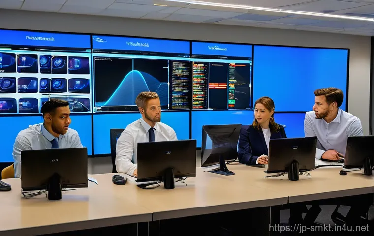 스포츠마케팅에서의 위기 관리 전략 - **Image Prompt 1: Proactive Crisis Monitoring Center**
    "A team of diverse professionals, includi...