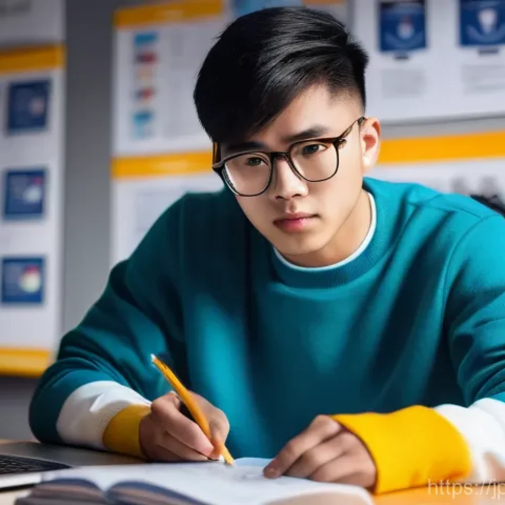 스포츠마케팅 자격증 취득 가이드 - **Prompt:** A determined and focused young adult, of East Asian descent, sits at a modern desk, surr...