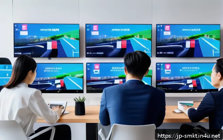 스포츠마케팅 실습 과제 성공 팁 - A modern Japanese sports marketing team analyzing real-time social media engagement data in a bright...