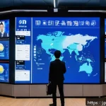 스포츠마케팅에서 중요한 KPI 설정 - A modern sports marketing control room filled with large digital screens displaying real-time social...